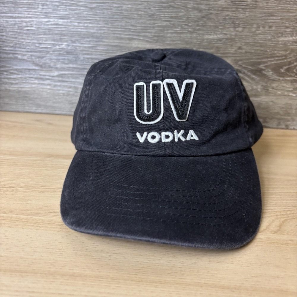UV Vodka Hat Cap Strap Back Black Embroidered Advertising Promo Mens Liquor